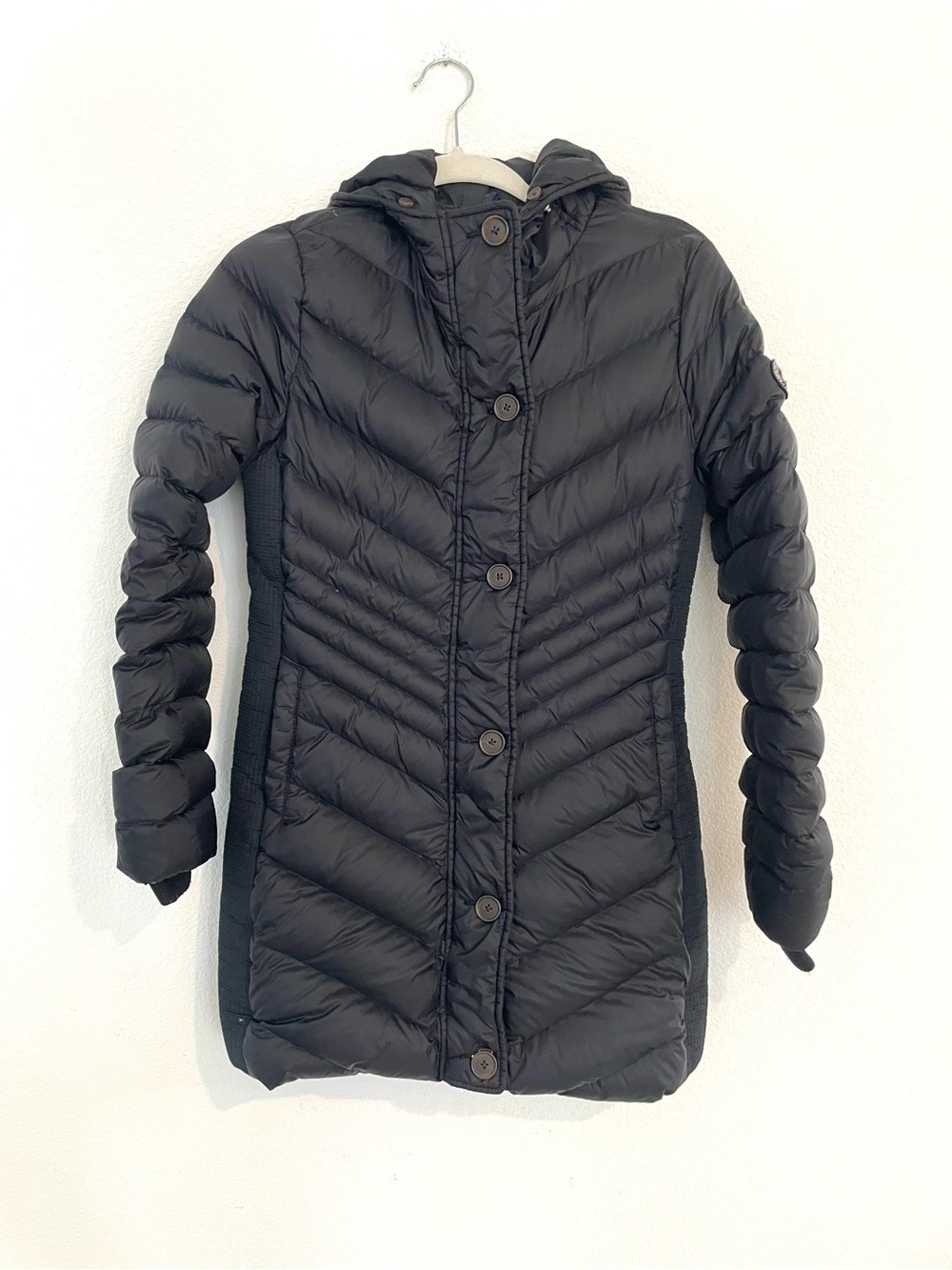Abercrombie & Fitch Black Quilted Hooded Long Puffer Jacket